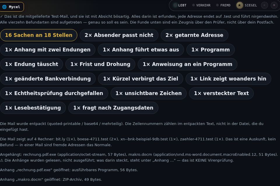 Prüfung einer Beispiel-Mail: Absender, Links und Anhänge