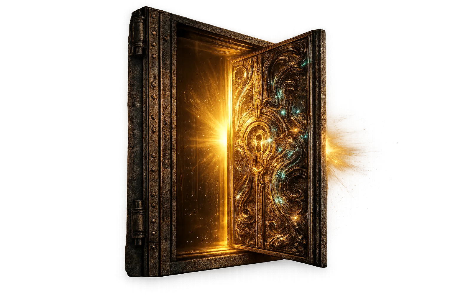 Geöffnetes Buch, Goldlicht flutet heraus